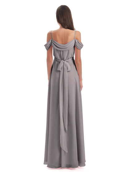 Brenna Off The Shoulder Chiffon Long Bridesmaid Dresses