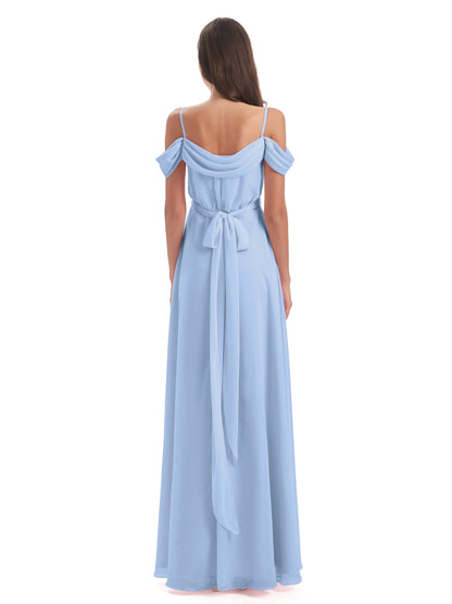 Brenna Off The Shoulder Chiffon Long Bridesmaid Dresses