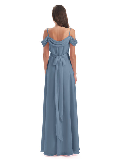 Brenna Off The Shoulder Chiffon Long Bridesmaid Dresses