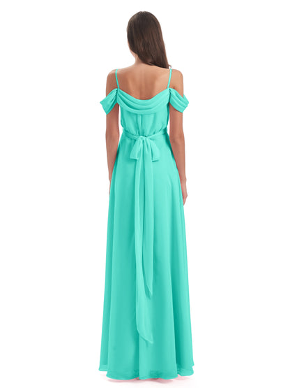 Brenna Off The Shoulder Chiffon Long Bridesmaid Dresses