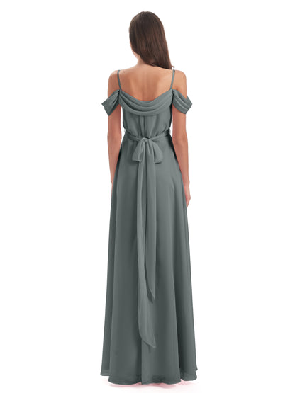 Brenna Off The Shoulder Chiffon Long Bridesmaid Dresses