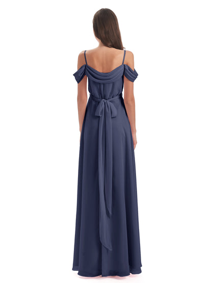 Brenna Off The Shoulder Chiffon Long Bridesmaid Dresses