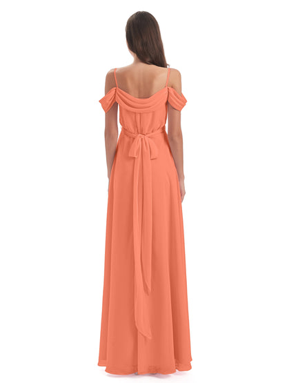 Brenna Off The Shoulder Chiffon Long Bridesmaid Dresses