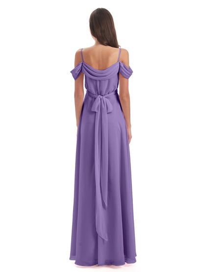 Brenna Off The Shoulder Chiffon Long Bridesmaid Dresses