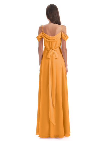 Brenna Off The Shoulder Chiffon Long Bridesmaid Dresses