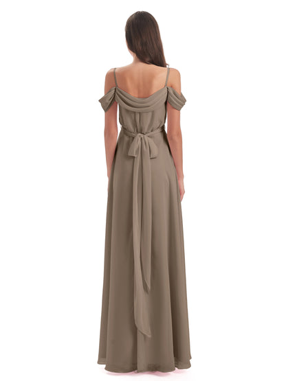 Brenna Off The Shoulder Chiffon Long Bridesmaid Dresses