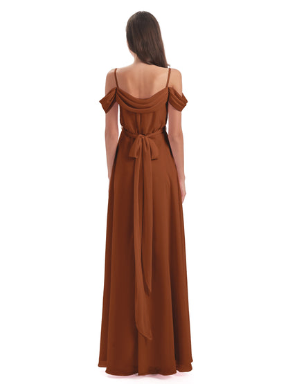 Brenna Off The Shoulder Chiffon Long Bridesmaid Dresses