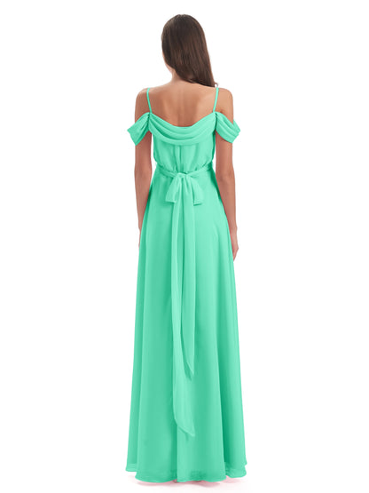 Brenna Off The Shoulder Chiffon Long Bridesmaid Dresses