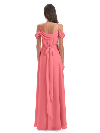 Brenna Off The Shoulder Chiffon Long Bridesmaid Dresses