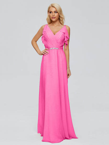 Brianna Straps V-back Chiffon Bridesmaid Dresses