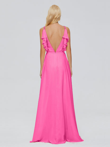 Brianna Straps V-back Chiffon Bridesmaid Dresses