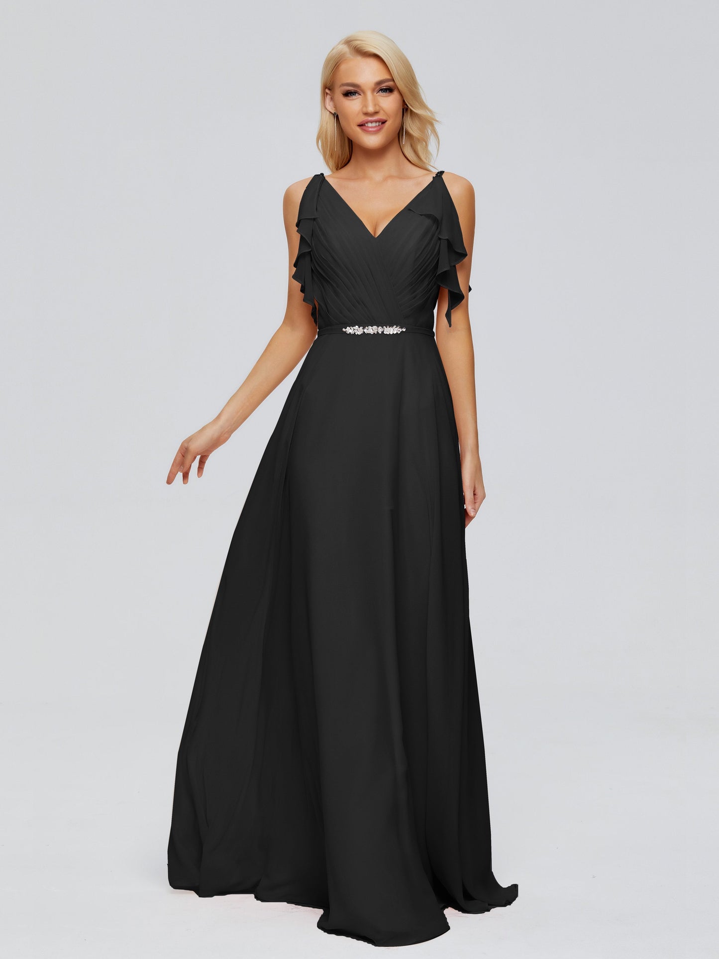 Brianna Straps V-back Chiffon Bridesmaid Dresses