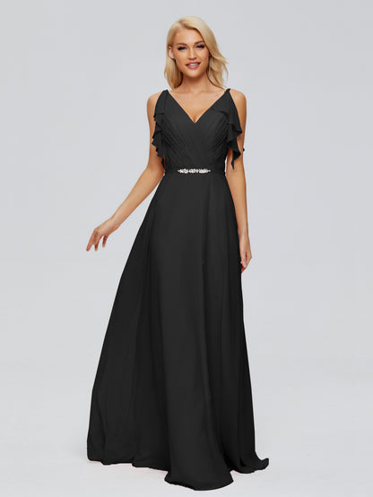Brianna Straps V-back Chiffon Bridesmaid Dresses