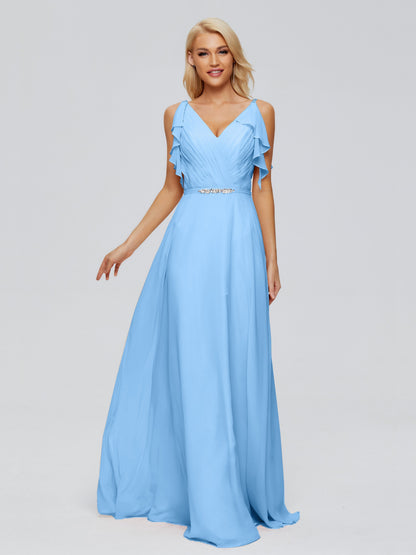 Brianna Straps V-back Chiffon Bridesmaid Dresses