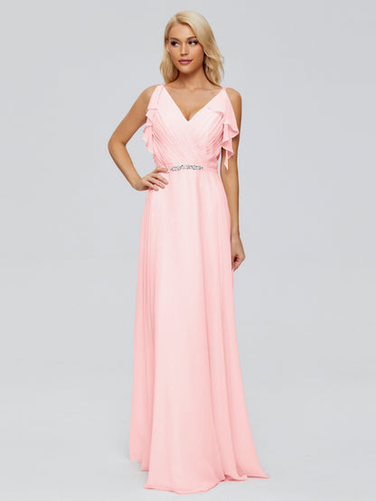 Brianna Straps V-back Chiffon Bridesmaid Dresses