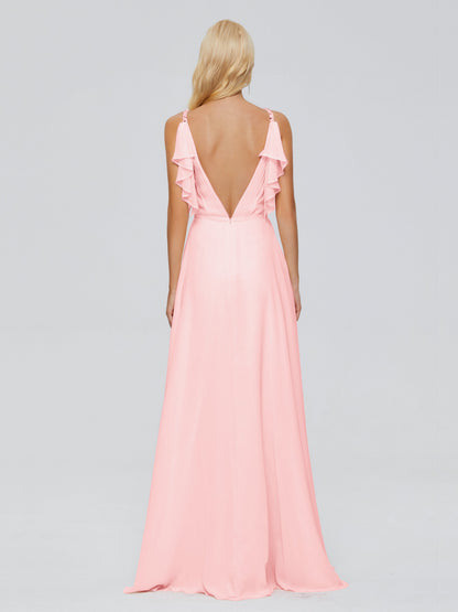 Brianna Straps V-back Chiffon Bridesmaid Dresses