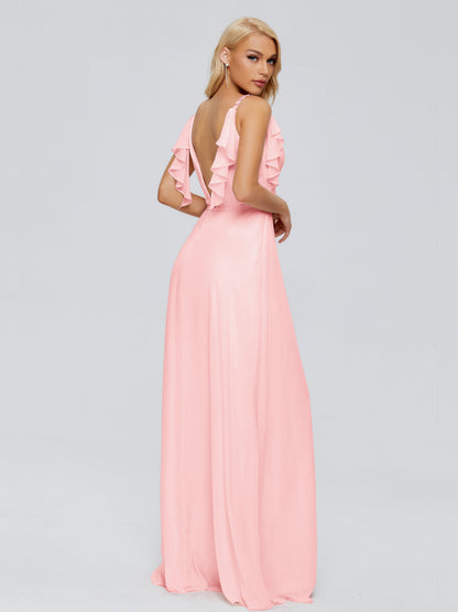 Brianna Straps V-back Chiffon Bridesmaid Dresses