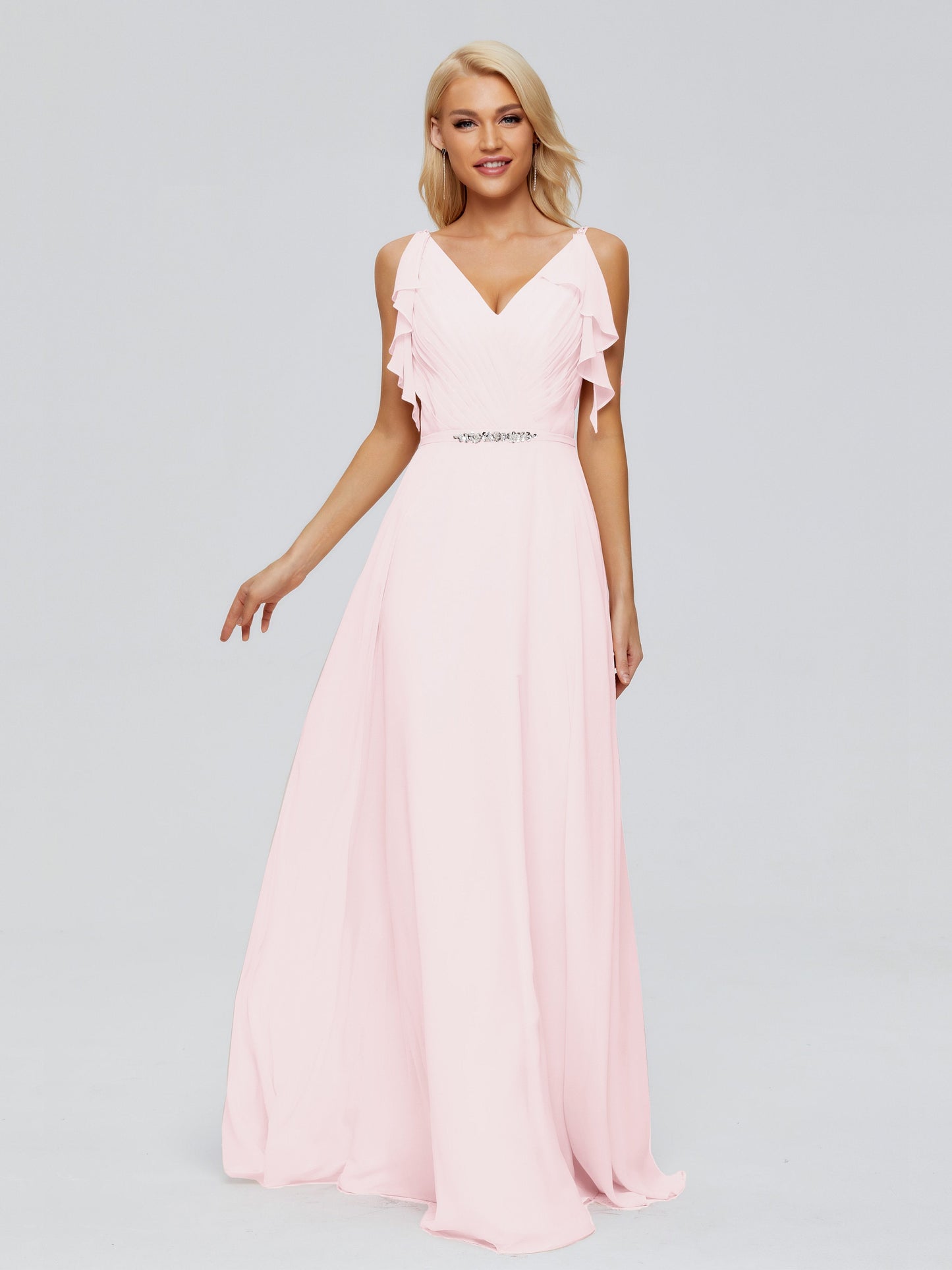 Brianna Straps V-back Chiffon Bridesmaid Dresses