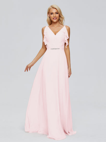 Brianna Straps V-back Chiffon Bridesmaid Dresses