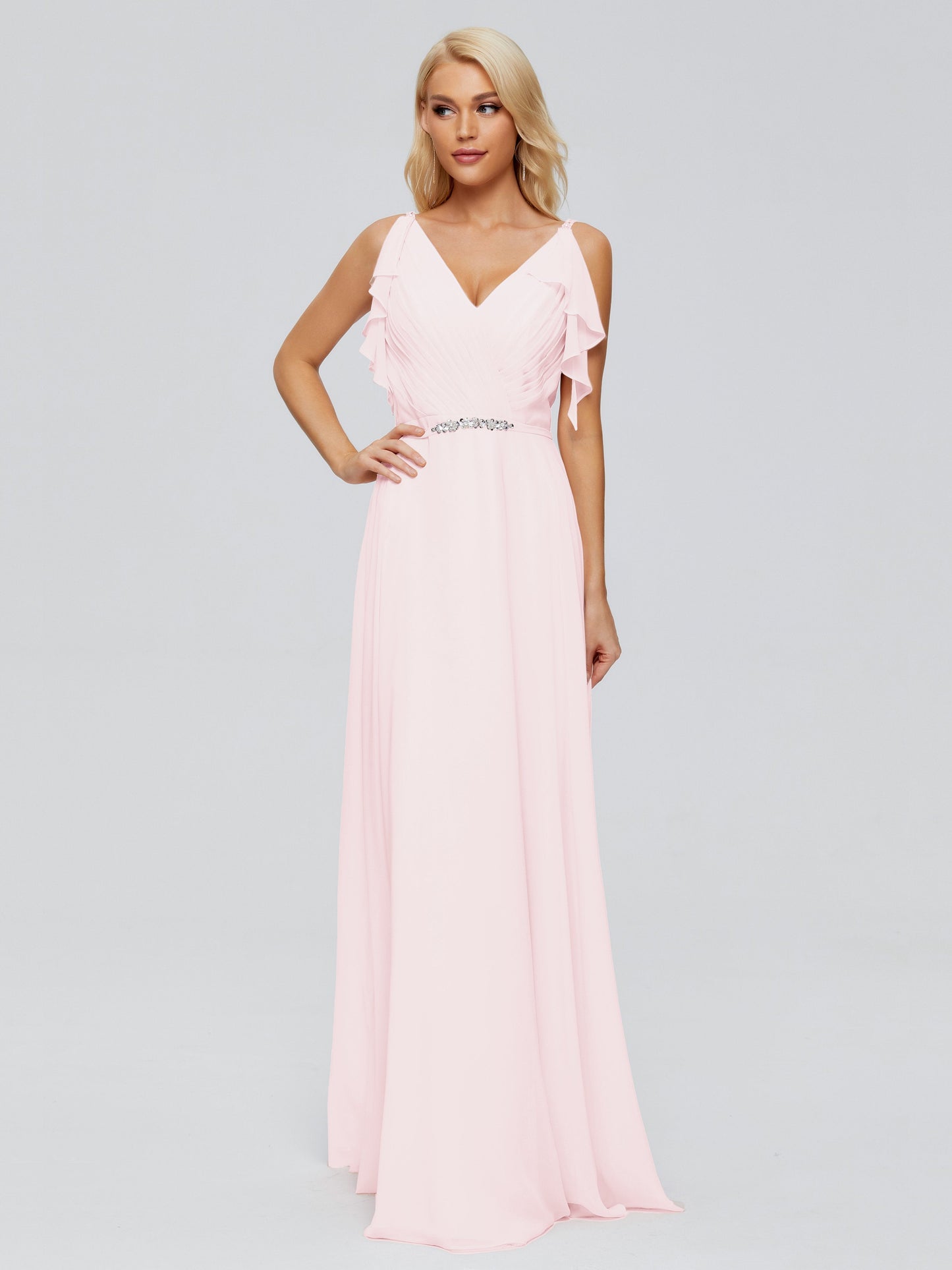 Brianna Straps V-back Chiffon Bridesmaid Dresses