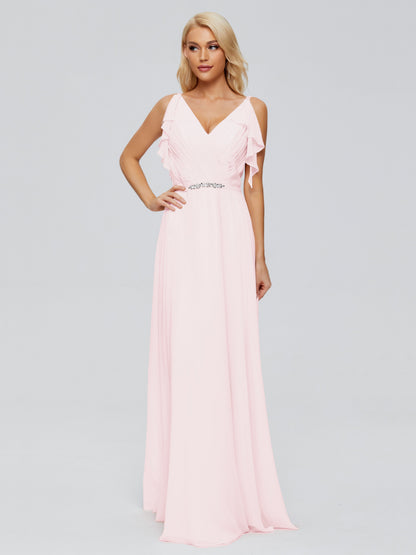 Brianna Straps V-back Chiffon Bridesmaid Dresses