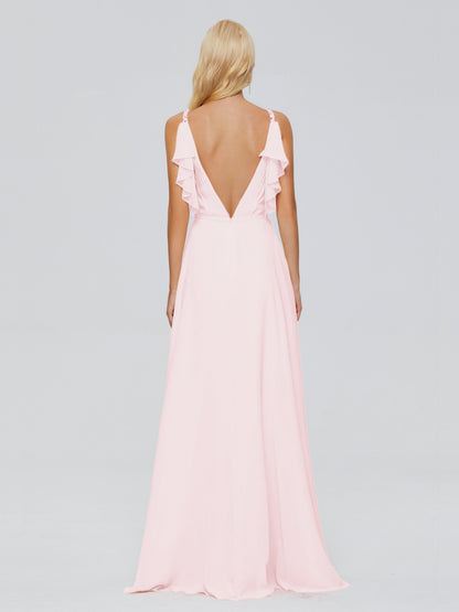 Brianna Straps V-back Chiffon Bridesmaid Dresses