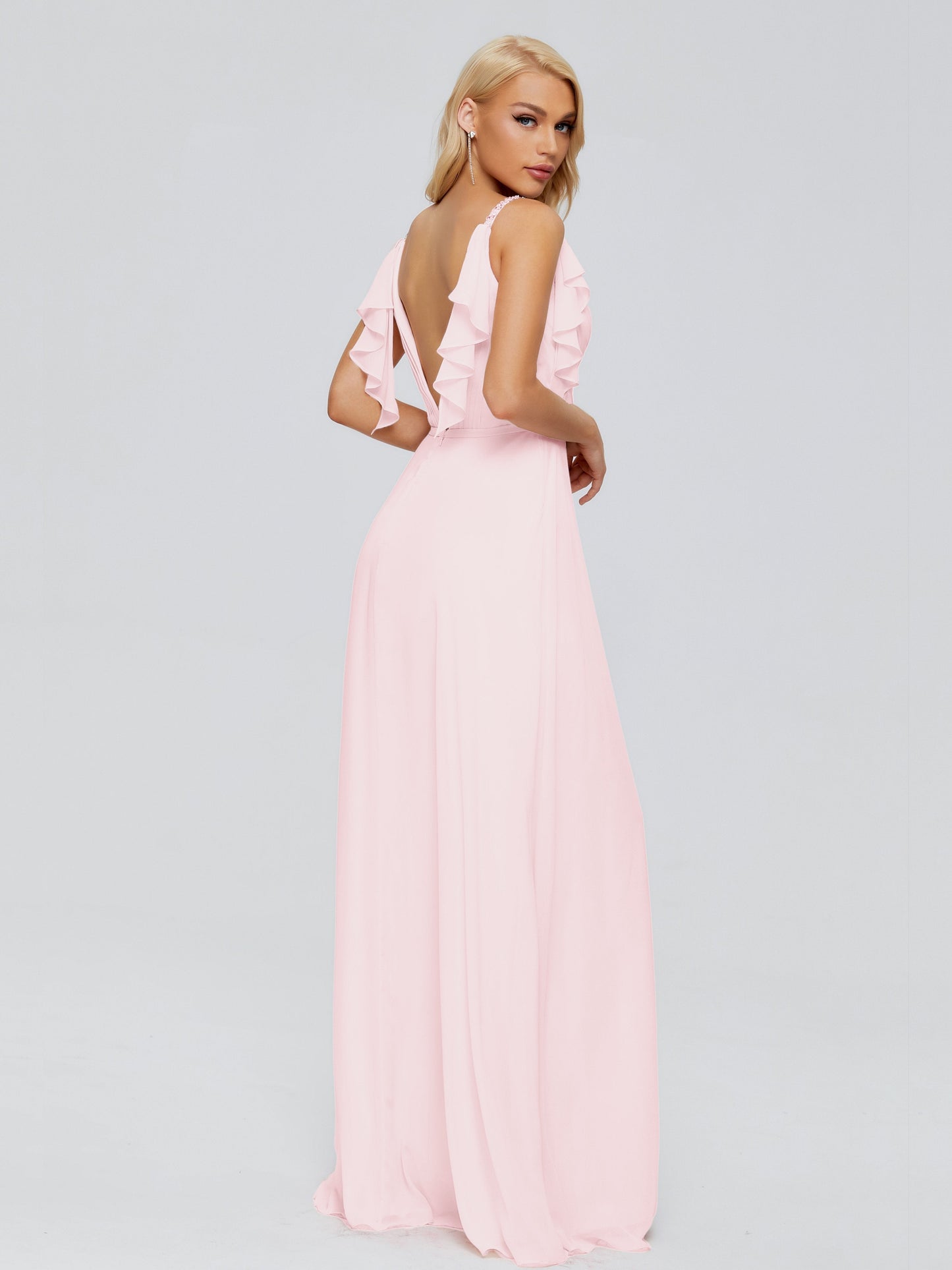 Brianna Straps V-back Chiffon Bridesmaid Dresses