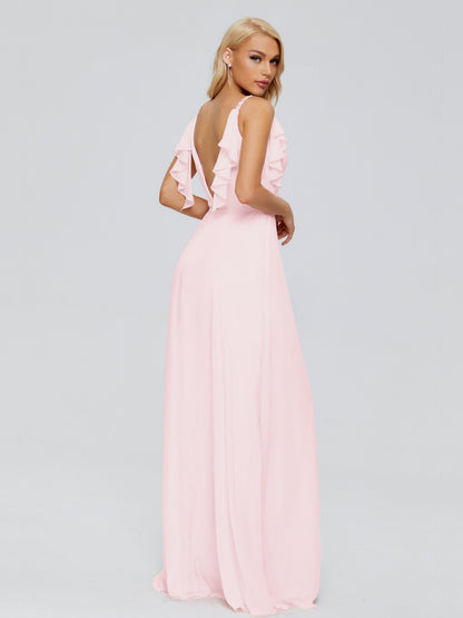 Brianna Straps V-back Chiffon Bridesmaid Dresses