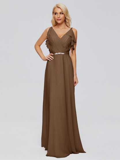 Brianna Straps V-back Chiffon Bridesmaid Dresses