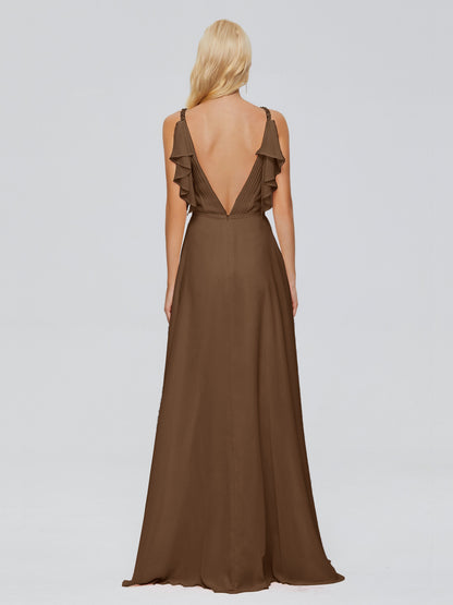 Brianna Straps V-back Chiffon Bridesmaid Dresses