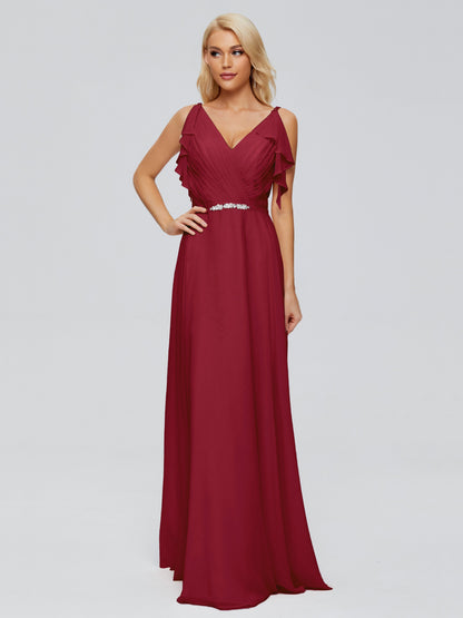 Brianna Straps V-back Chiffon Bridesmaid Dresses
