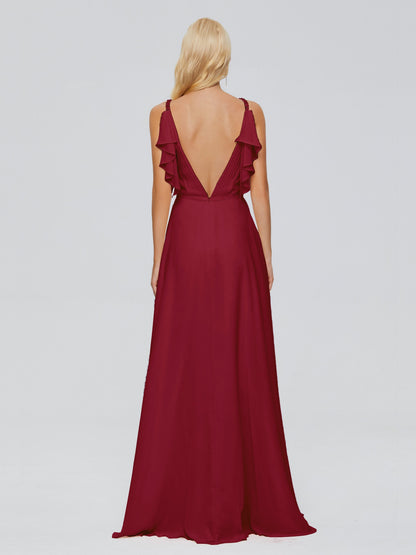 Brianna Straps V-back Chiffon Bridesmaid Dresses