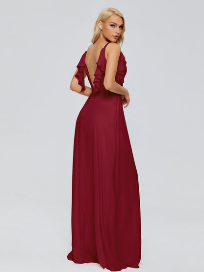 Brianna Straps V-back Chiffon Bridesmaid Dresses
