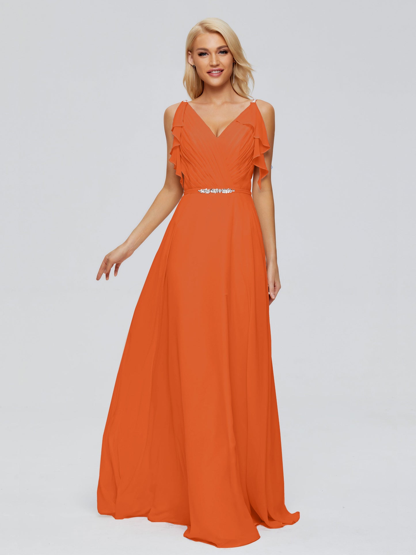 Brianna Straps V-back Chiffon Bridesmaid Dresses