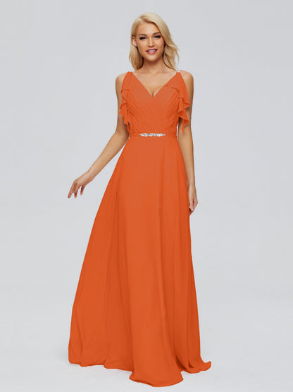 Brianna Straps V-back Chiffon Bridesmaid Dresses