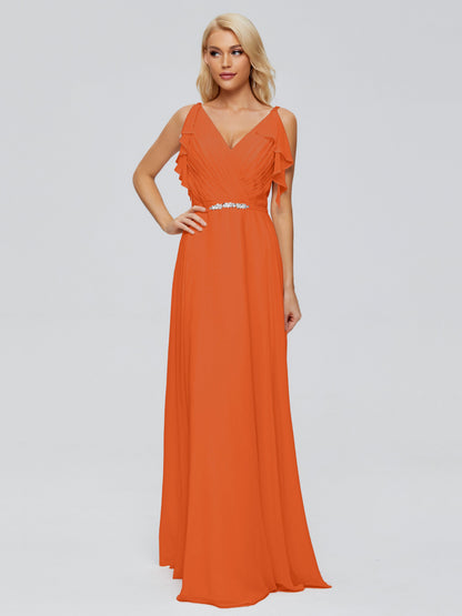 Brianna Straps V-back Chiffon Bridesmaid Dresses