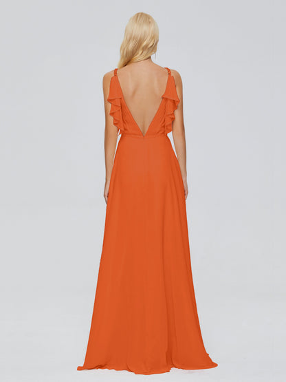 Brianna Straps V-back Chiffon Bridesmaid Dresses