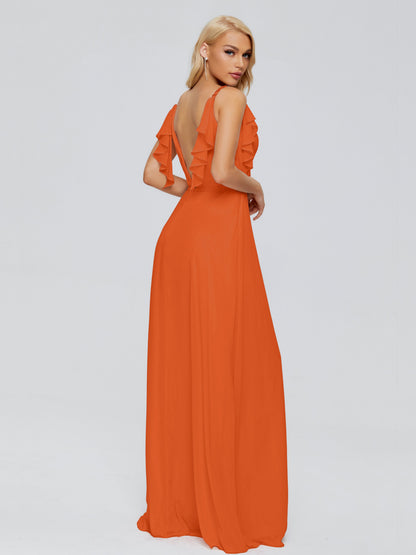 Brianna Straps V-back Chiffon Bridesmaid Dresses