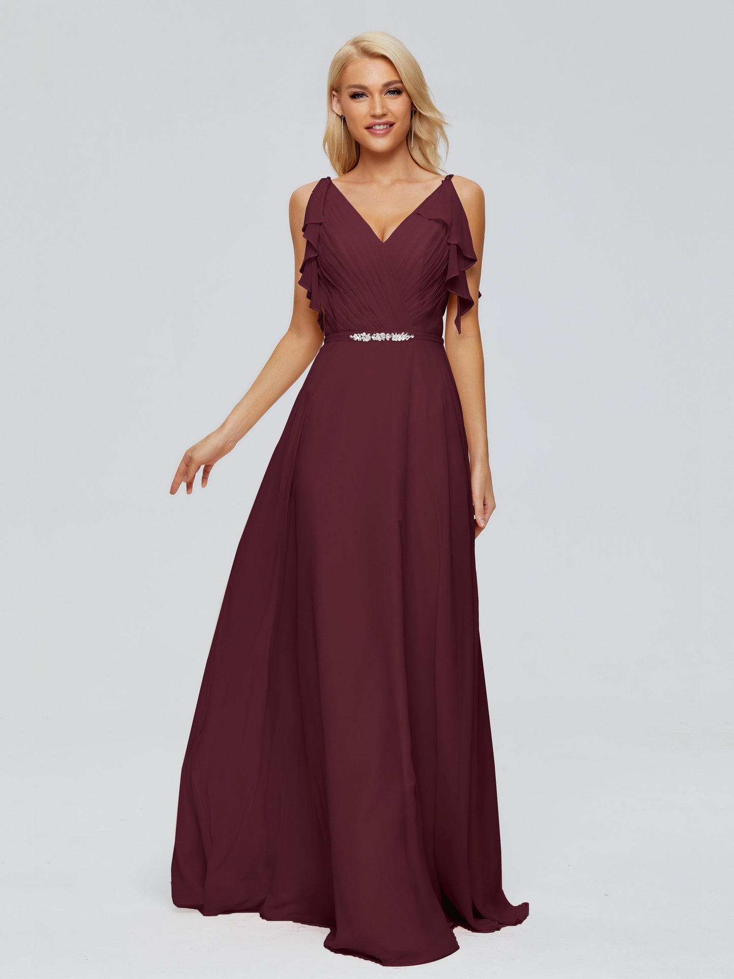Brianna Straps V-back Chiffon Bridesmaid Dresses
