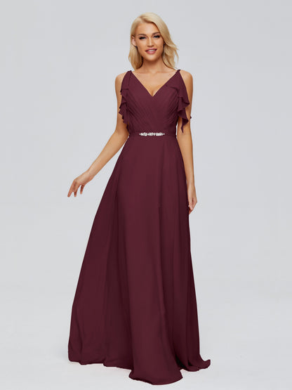 Brianna Straps V-back Chiffon Bridesmaid Dresses