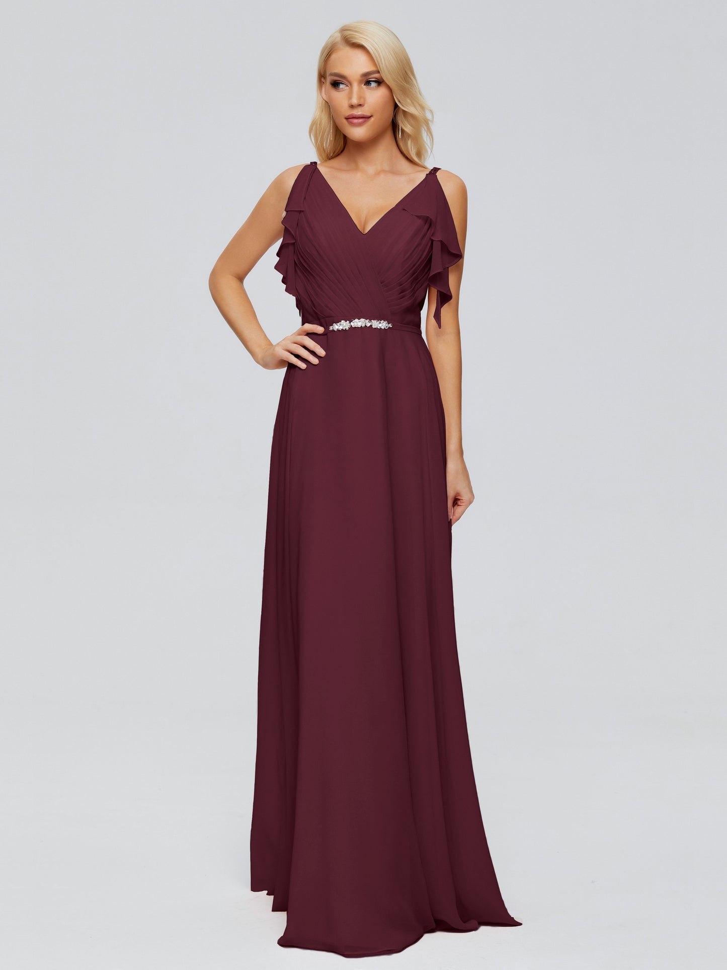 Brianna Straps V-back Chiffon Bridesmaid Dresses
