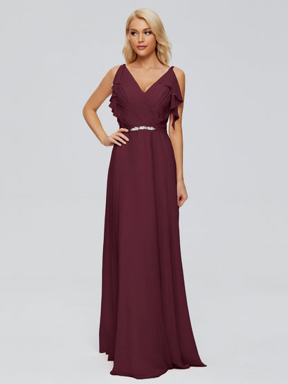 Brianna Straps V-back Chiffon Bridesmaid Dresses