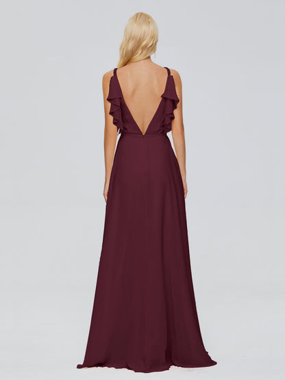 Brianna Straps V-back Chiffon Bridesmaid Dresses