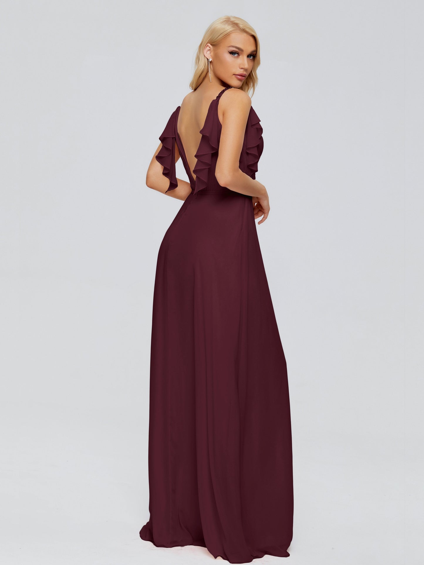 Brianna Straps V-back Chiffon Bridesmaid Dresses