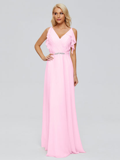 Brianna Straps V-back Chiffon Bridesmaid Dresses