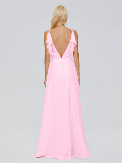 Brianna Straps V-back Chiffon Bridesmaid Dresses