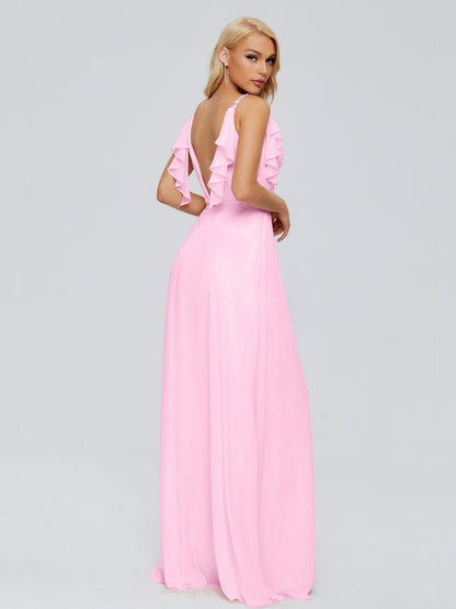 Brianna Straps V-back Chiffon Bridesmaid Dresses