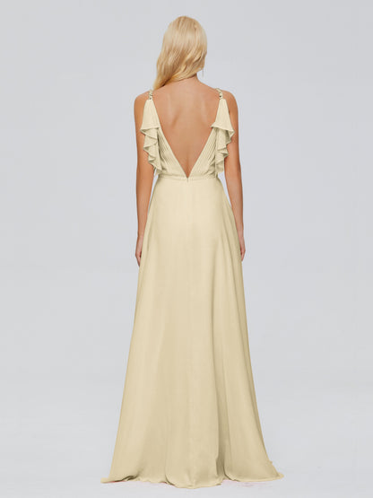 Brianna Straps V-back Chiffon Bridesmaid Dresses