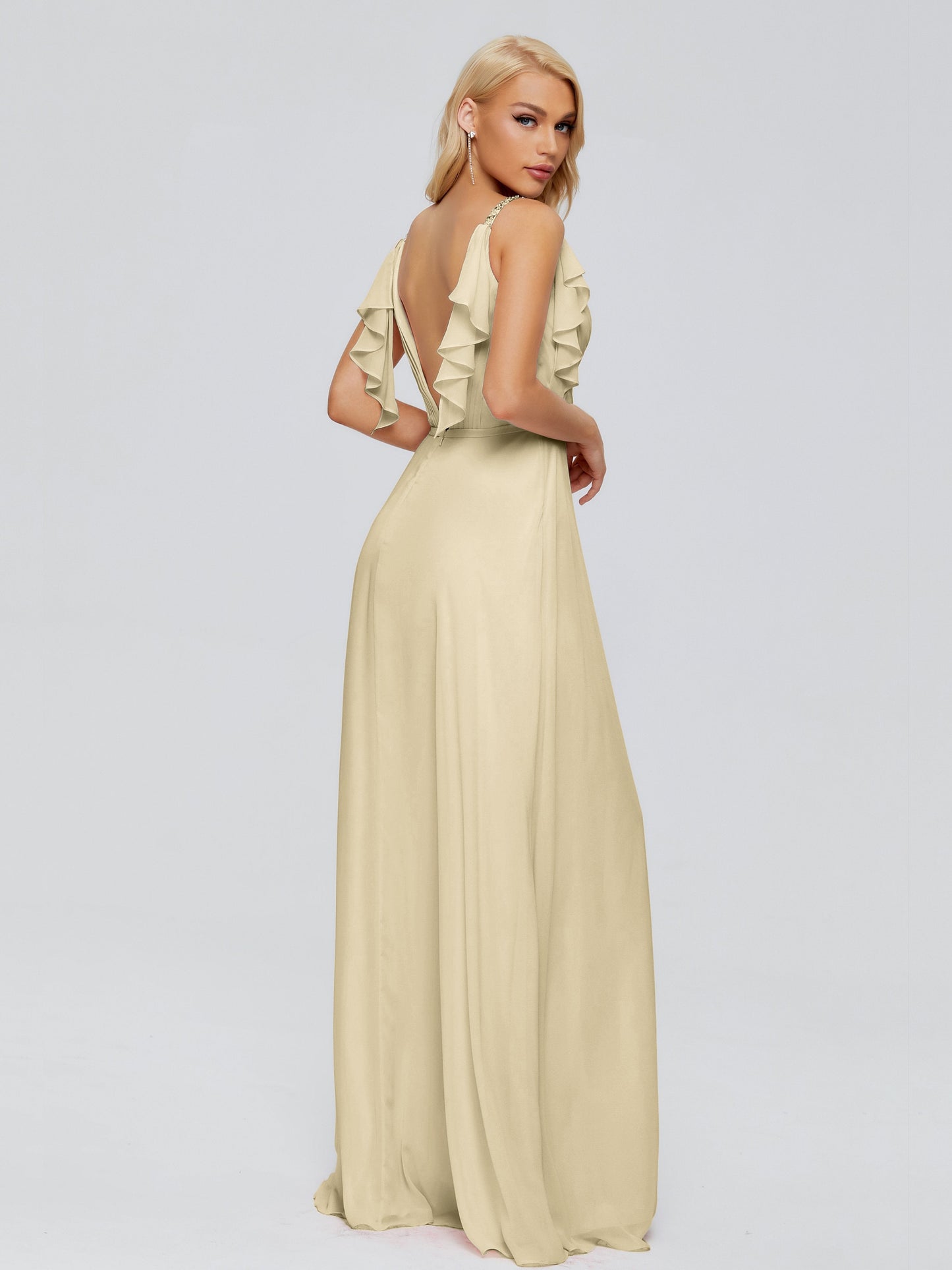 Brianna Straps V-back Chiffon Bridesmaid Dresses