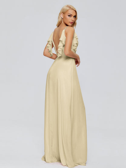 Brianna Straps V-back Chiffon Bridesmaid Dresses